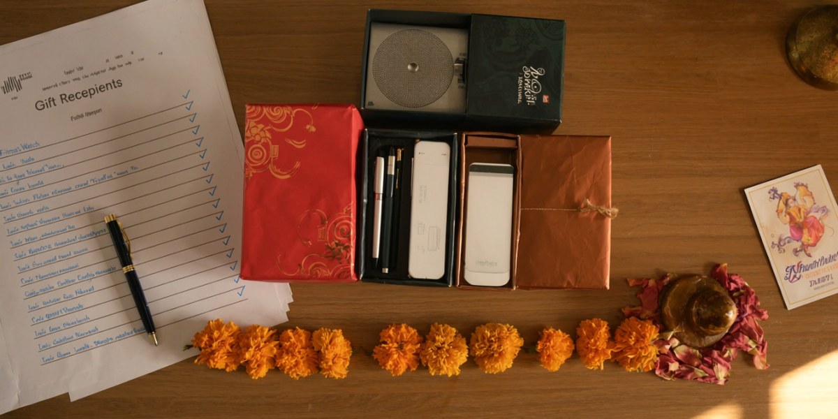 corporate Diwali gifts India - festive flat lay tech gifts, Sirius Star