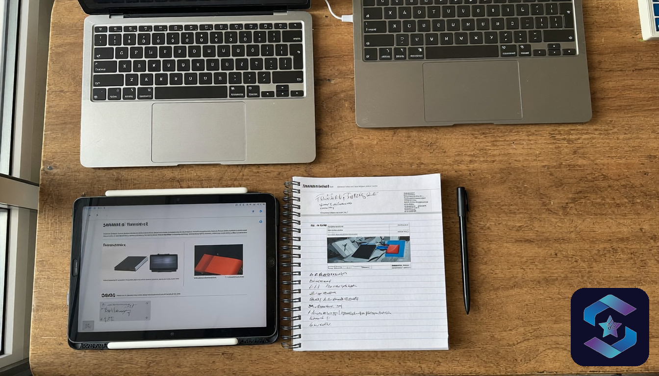 Samsung Knox vs SOTI MDM comparison India - tablets and laptops on IT admin desk, Sirius Star Enterprise Technologies