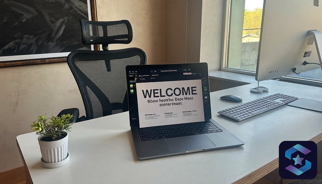 Employee onboarding new hire desk India - clean ready workstation with welcome card, Sirius Star Enterprise Technologies