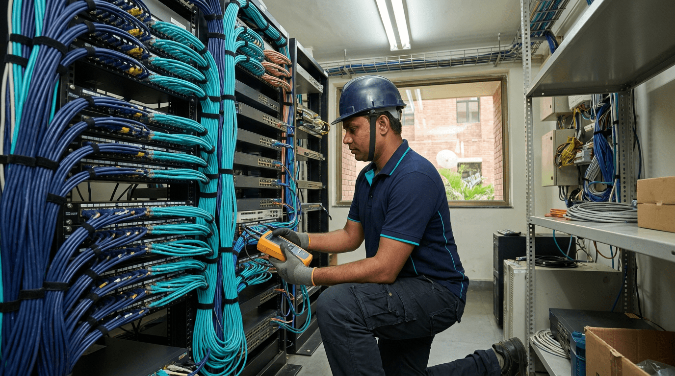 Belden structured cabling India campus telecom closet Sirius Star