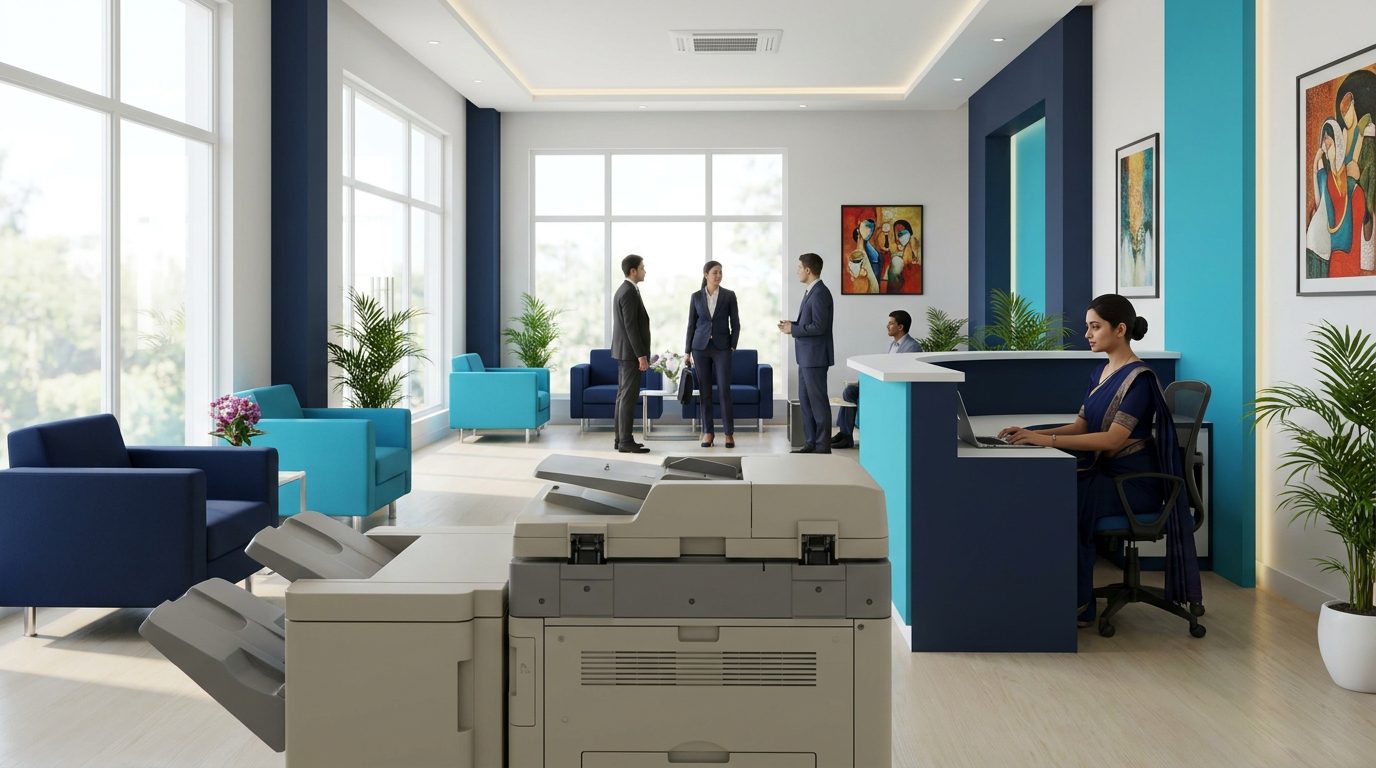 Canon imageRUNNER multifunction printer in an Indian office reception, Sirius Star supply and managed print