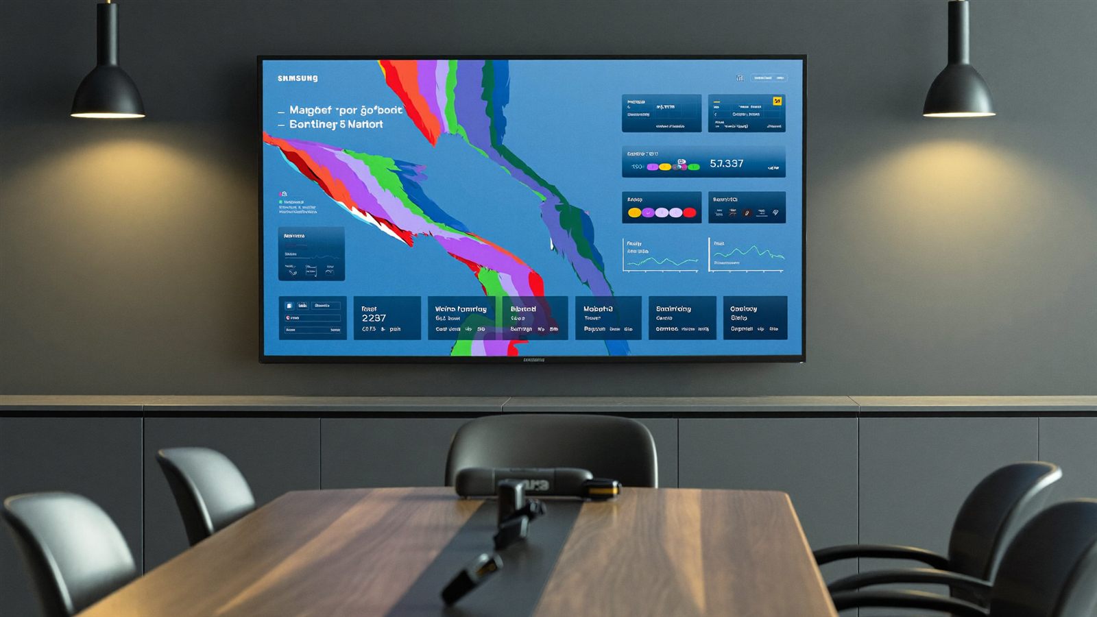 Conference room AV Samsung 75-inch commercial display Mumbai boardroom video meeting Sirius Star install