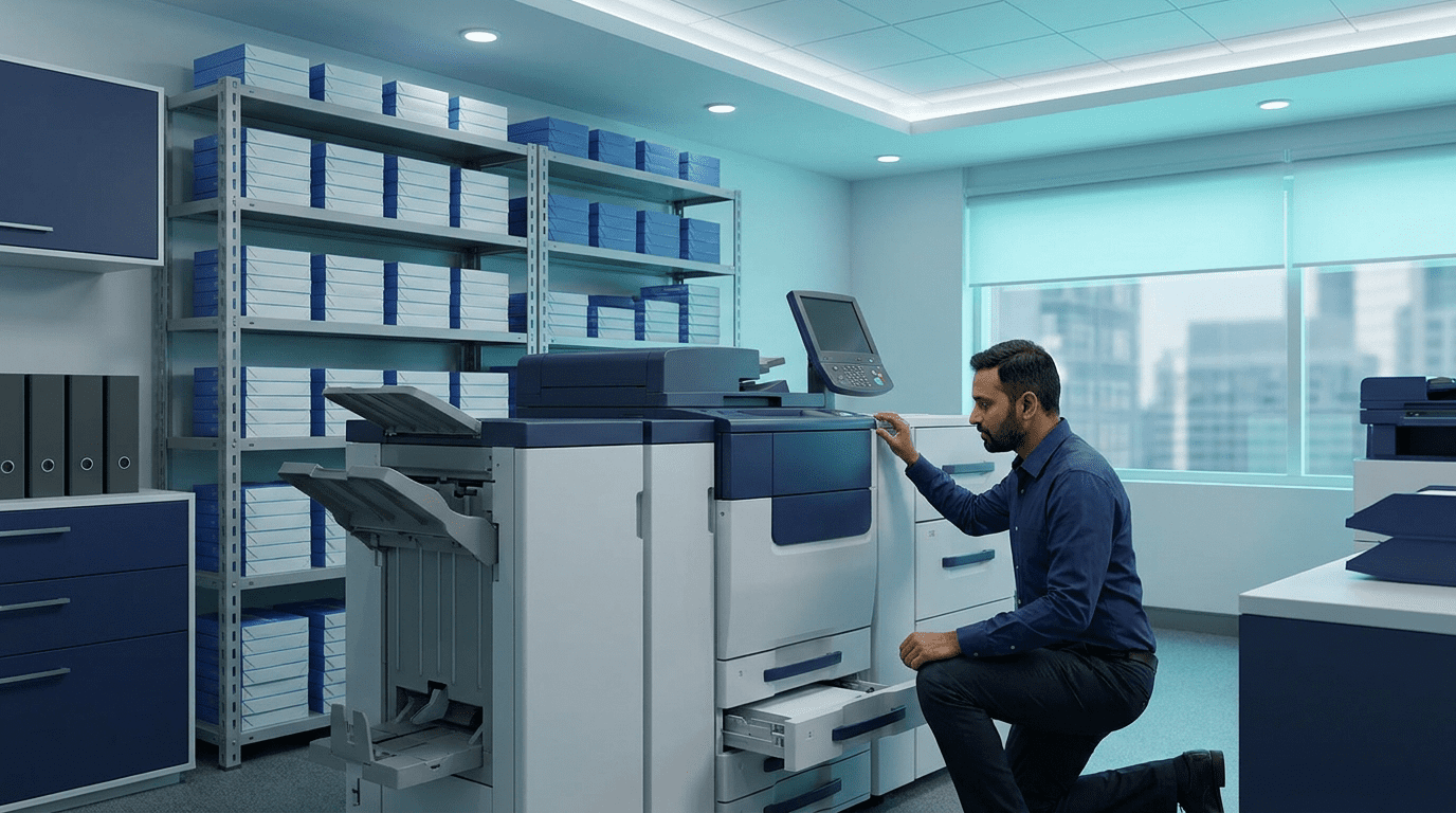 Xerox AltaLink multifunction printer in an Indian corporate print room, Sirius Star supply and managed print