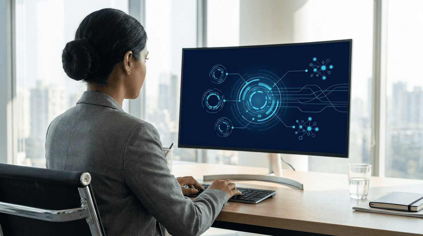 Cohesity Helios data management dashboard reviewed by an Indian data protection analyst at a Mumbai desk for a Sirius Star deployment