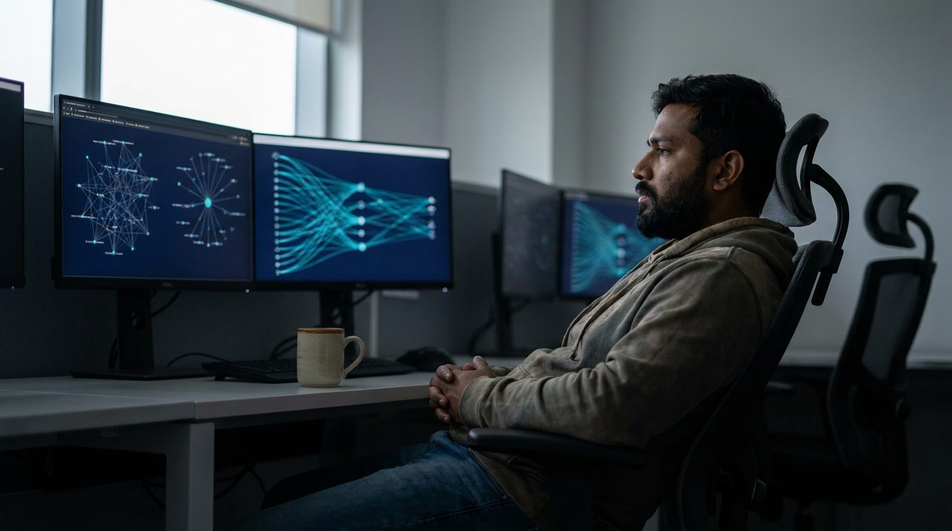 A Sirius Star engineer monitoring the network on the first quiet weekend after the Check Point cutover
